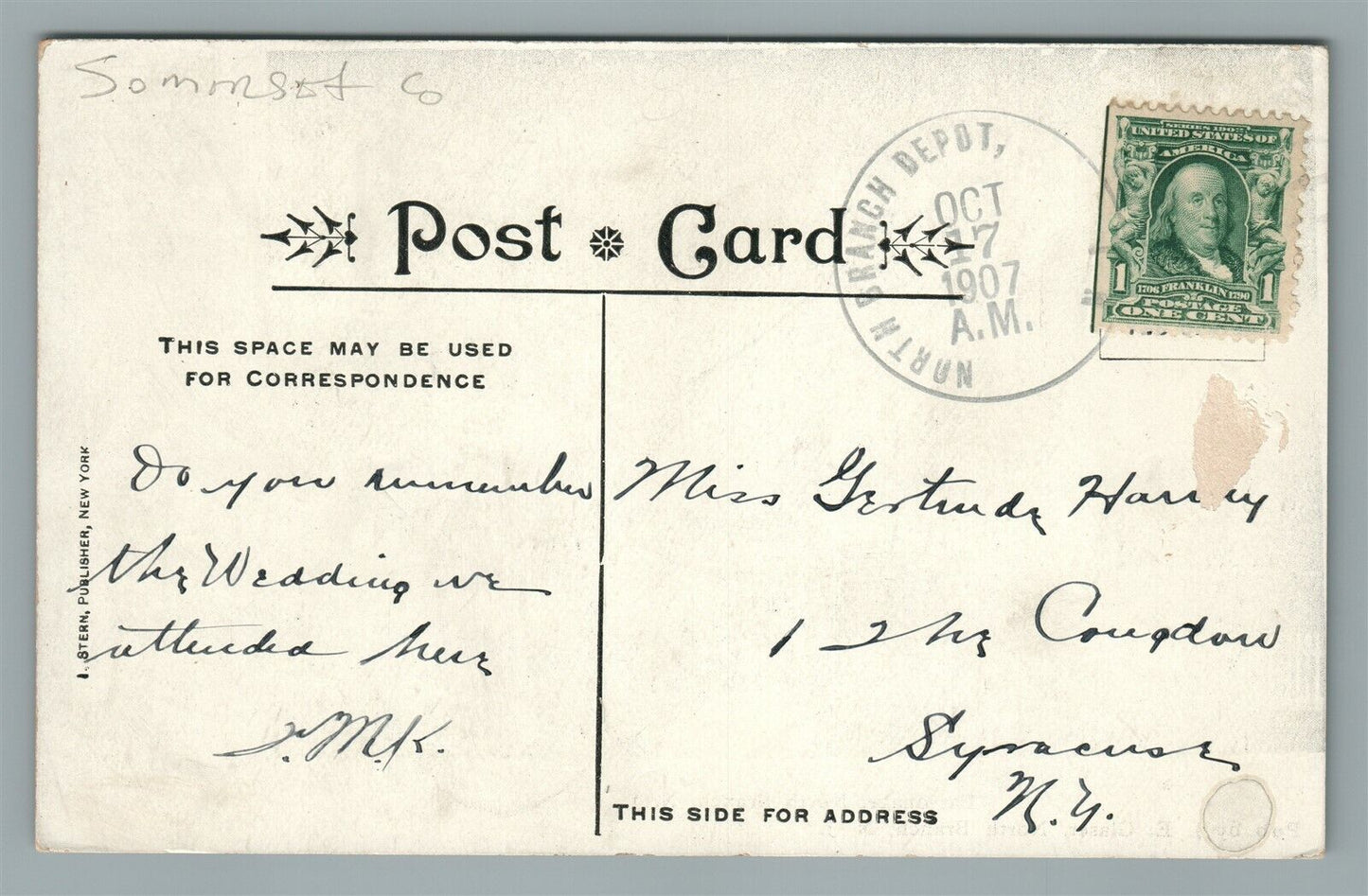 NORTH BRANCH NJ PARSONAGE ANTIQUE POSTCARD