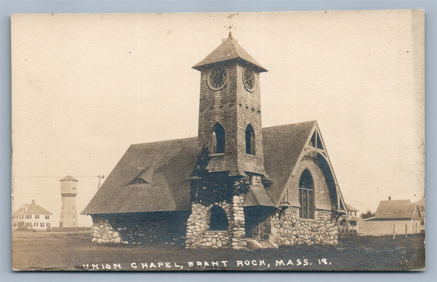 BRANT ROCK MA UNION CHAPEL ANTIQUE REAL PHOTO POSTCARD RPPC