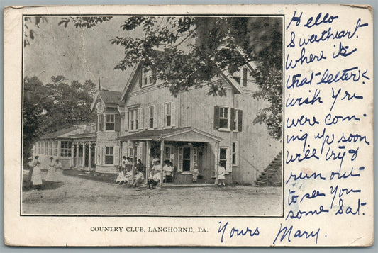LANGHORNE PA COUNTRY CLUB ANTIQUE POSTCARD