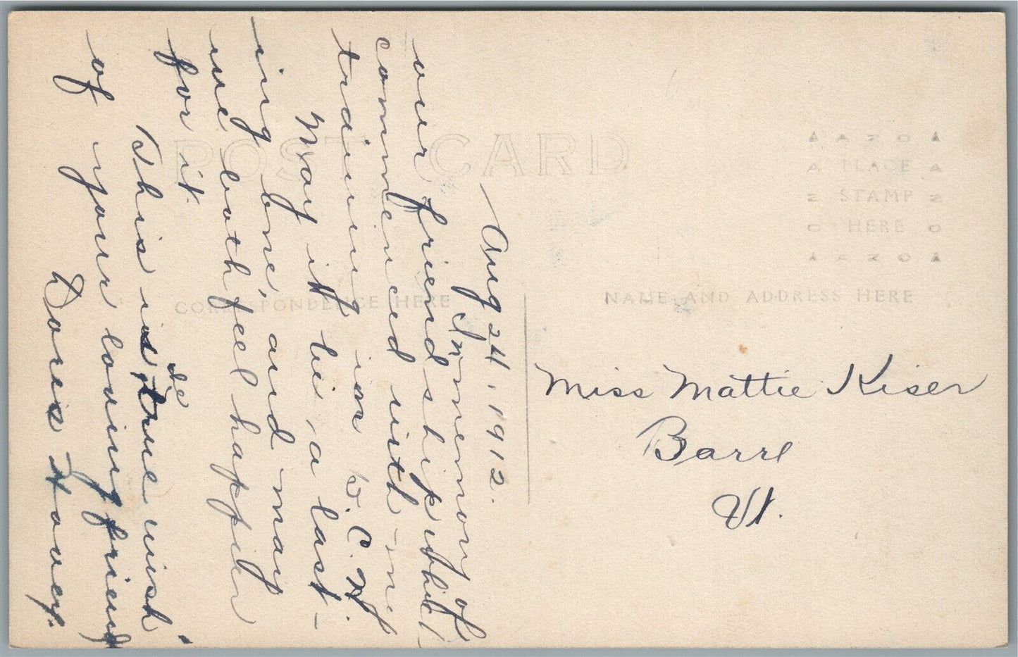 BARRE VT CITY HOSPITAL ANTIQUE REAL PHOTO POSTCARD RPPC