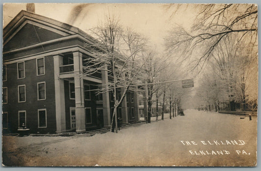 ELKLAND PA STREET VIEW ANTIQUE REAL PHOTO POSTCARD RPPC