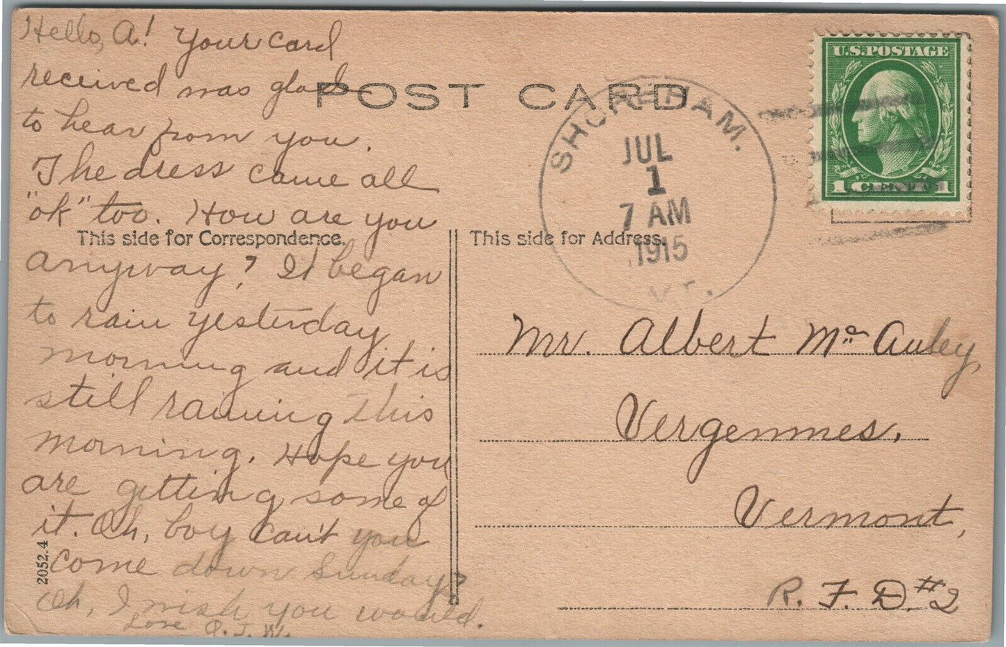 SHOREHAM VT BISSELL HOTEL ANTIQUE POSTCARD