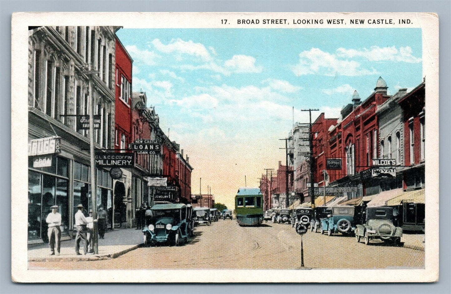 NEW CASTLE IND BROAD STREET ANTIQUE POSTCARD