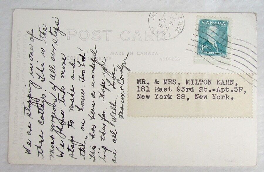 THE COTTAGES JASPER PARK LODGE CANADA RPPC VINTAGE 1951 REAL PHOTO POSTCARD