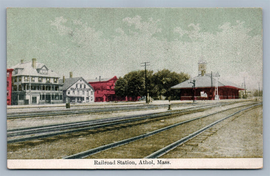 ATHOL MASS RAILROAD STATION ANTIQUE POSTCARD RAILWAY DEPOT