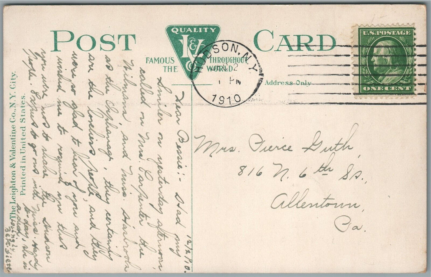 HUDSON NY NEW YORK & NEW ENGLAND LIME & CEMENT CO. PLANT ANTIQUE POSTCARD