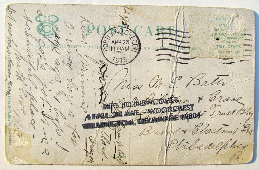 VINTAGE 1915 POSTCARD SACRAMENTO RIVER CANON MT. SHASTA OREGON railroad train