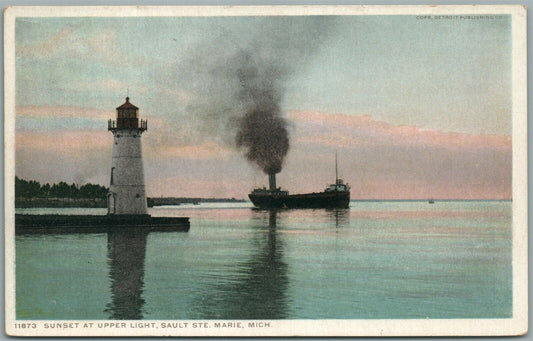 SAULT STE. MARIE MI LIGHT HOUSE ANTIQUE POSTCARD