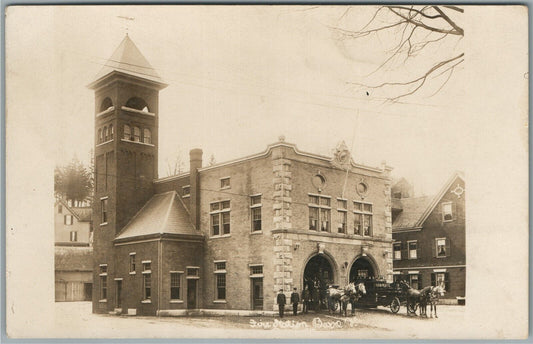 BARRE VT FIRE STATION ANTIQUE REAL PHOTO POSTCARD RPPC