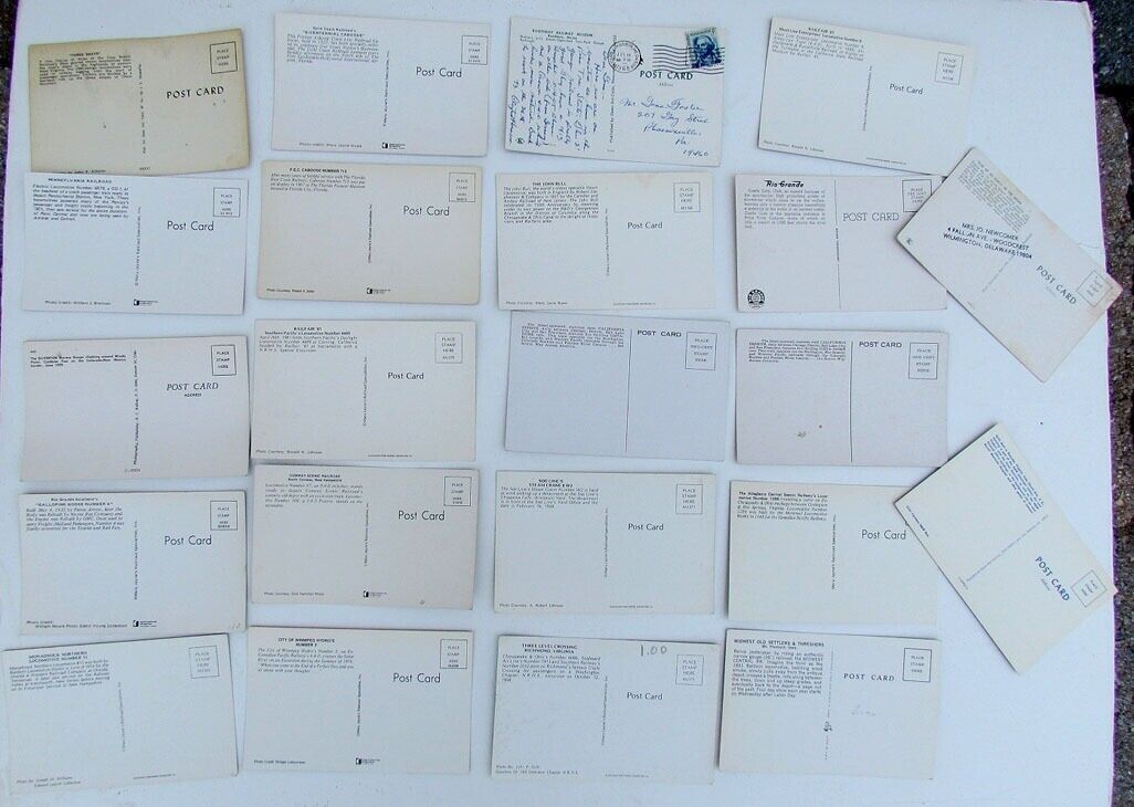 LOT OF 22 VINTAGE POSTCARDS train railway railroad