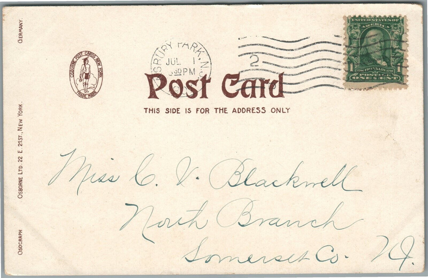 ASBURY PARK NJ FOURTH AVENUE ANTIQUE POSTCARD