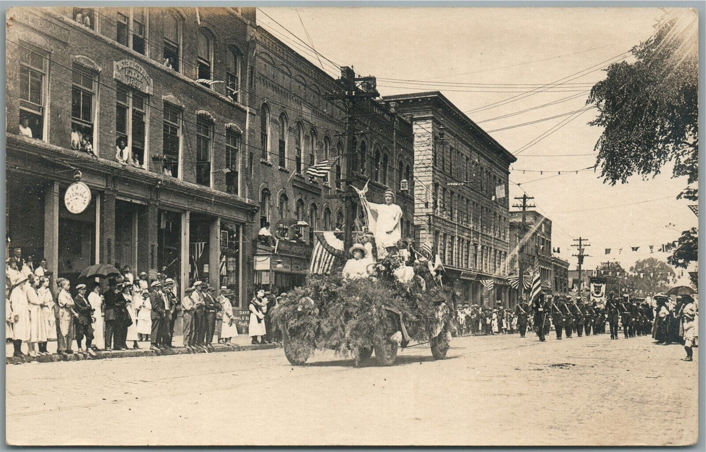 BARRE VT JULY 4th PARADE 1919 ANTIQUE REAL PHOTO POSTCARD RPPC patriotic