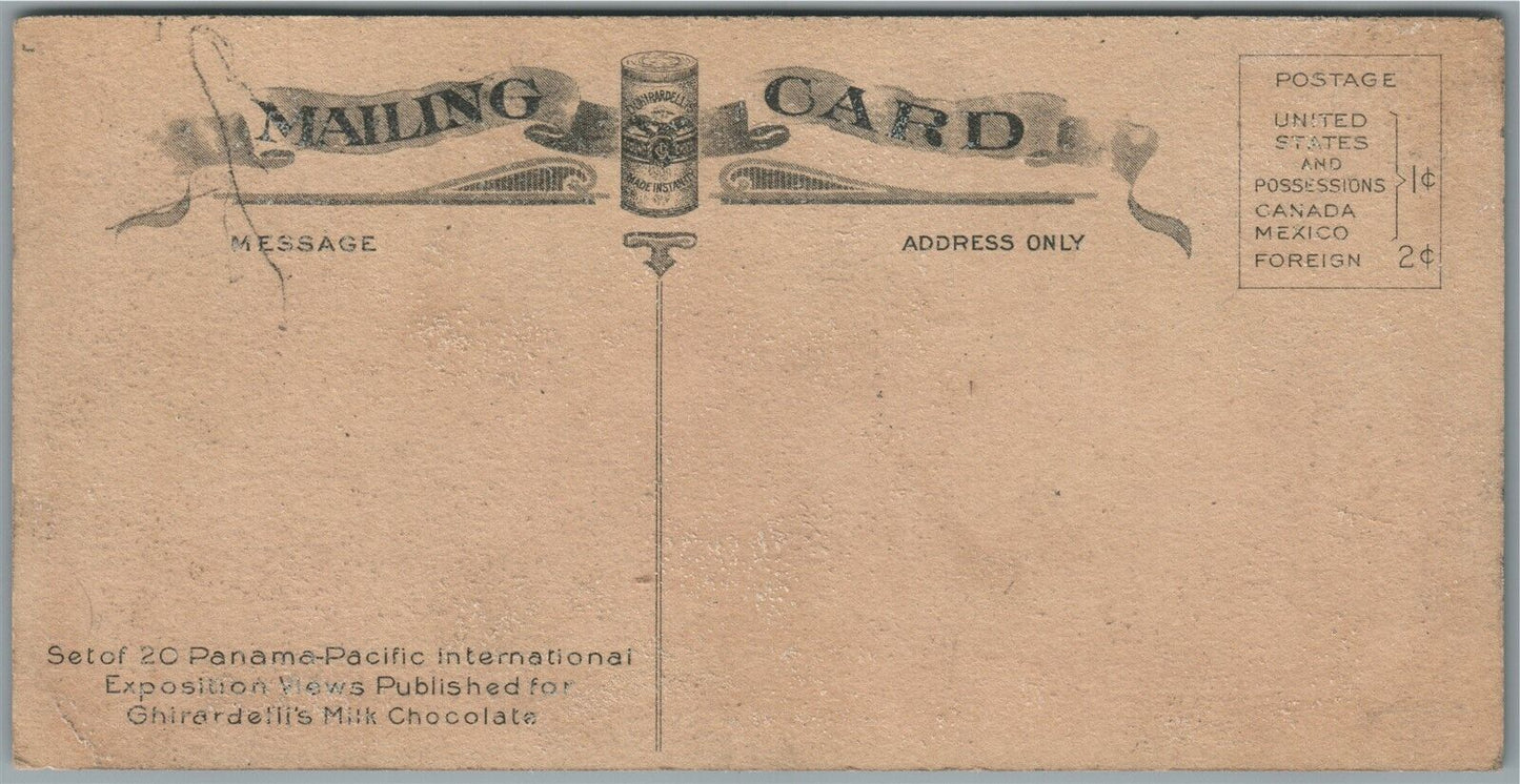 PANAMA PACIFIC EXPOSITION ANTIQUE POSTCARD PUBLISHED FOR MILK CHOCOLATE COMPANY
