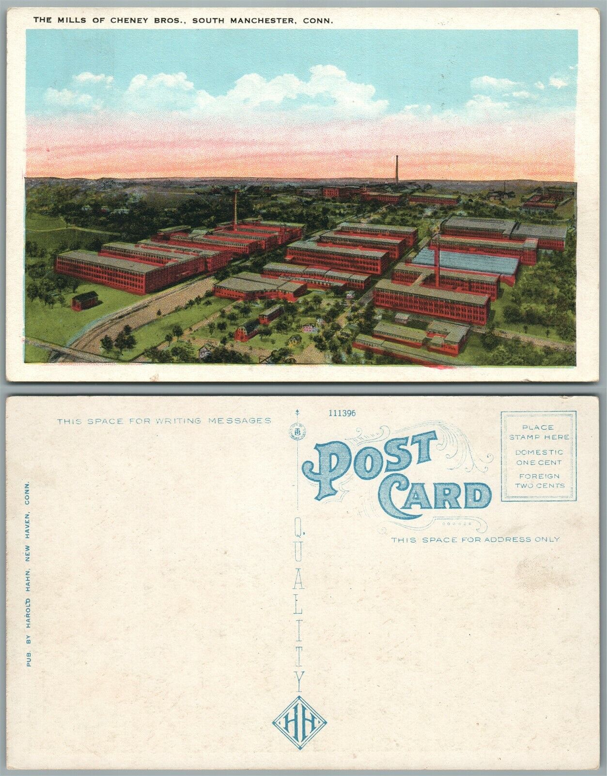 SOUTH MANCHESTER CT MILLS OF CHENEY BROTHERS ANTIQUE POSTCARD