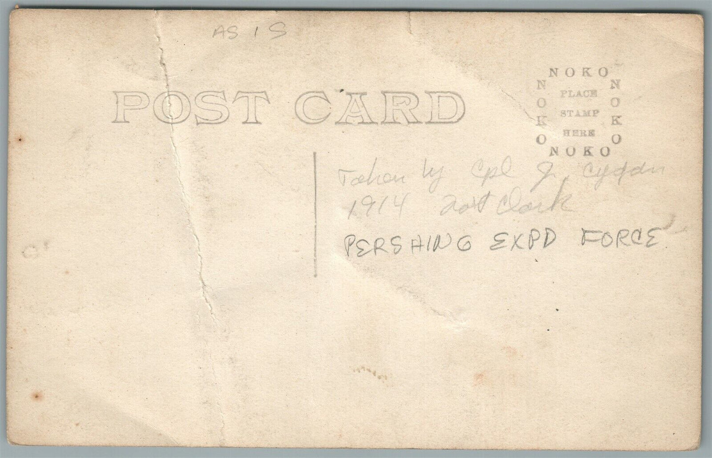 WWI AMERICAN EXPEDITIONARY FORCES SOLDIERS ANTIQUE REAL PHOTO POSTCARD RPPC