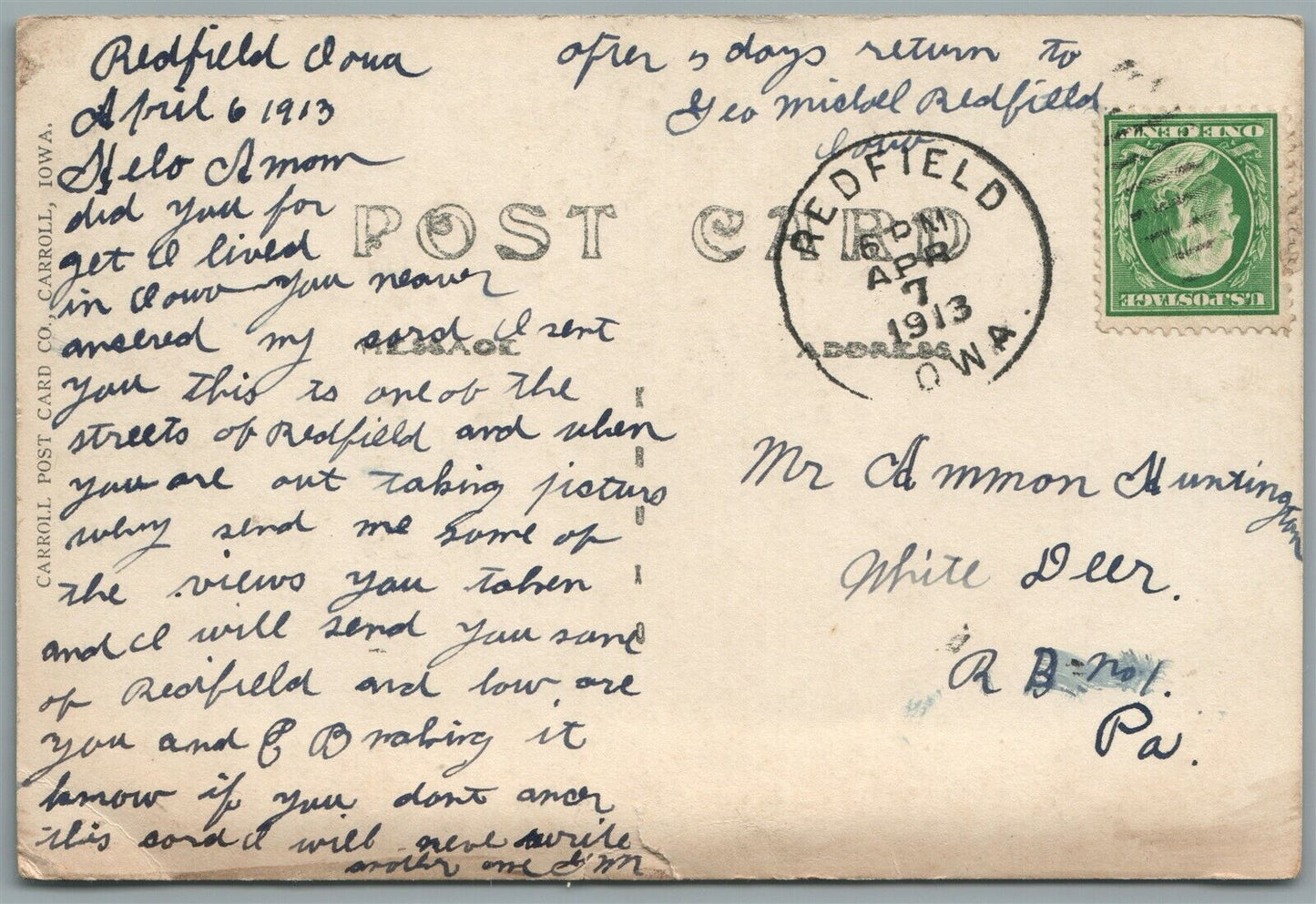 REDFIELD IA SOUTH FIRST STREET ANTIQUE REAL PHOTO POSTCARD RPPC