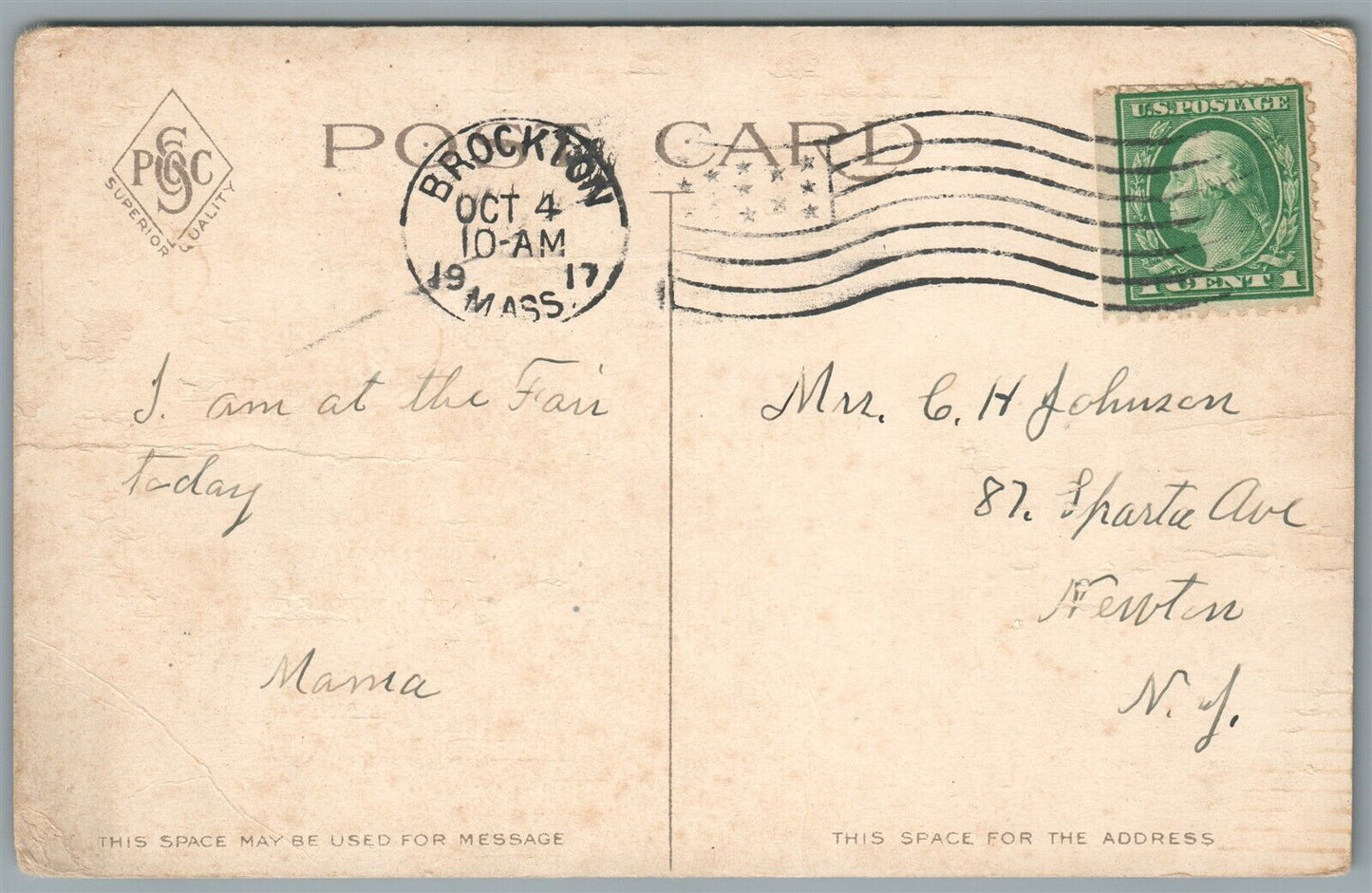 BROCKTON FAIR GROUNDS MA ANTIQUE POSTCARD