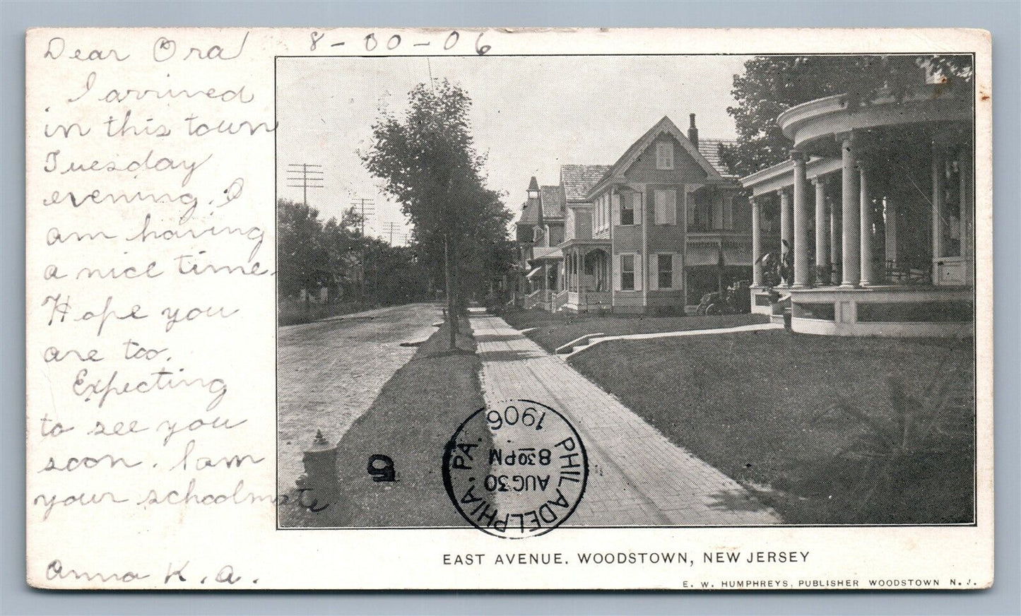 WOODSTOWN NJ EAST AVENUE ANTIQUE POSTCARD