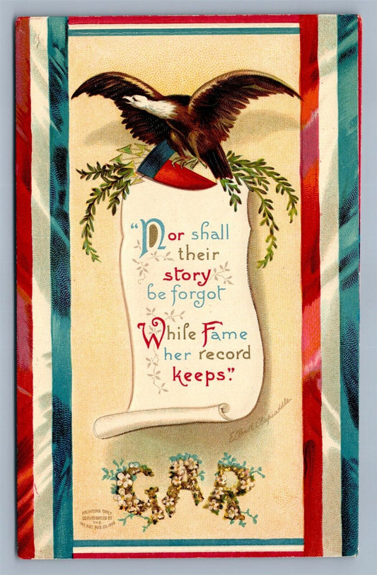 GRAND ARMY OF REPUBLIC PATRIOTIC EMBOSSED ANTIQUE POSTCARD by E.CLAPSADDLE