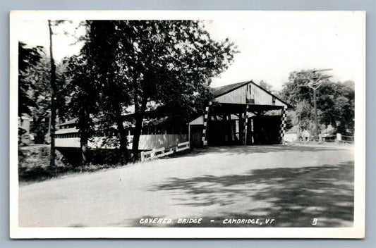 CAMBRIDGE VT COVERED BRIDGE VINTAGE REAL PHOTO POSTCARD RPPC