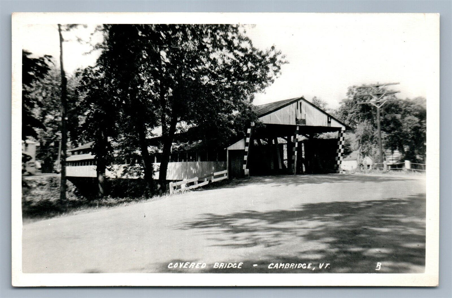 CAMBRIDGE VT COVERED BRIDGE VINTAGE REAL PHOTO POSTCARD RPPC