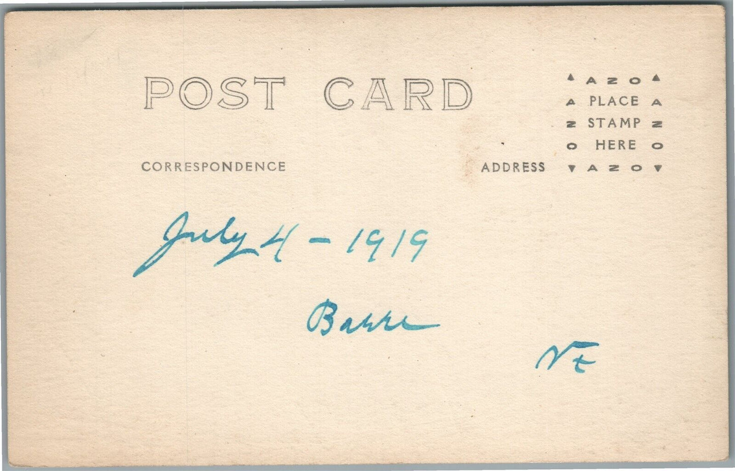 BARRE VT JULY 4th PARADE 1919 ANTIQUE REAL PHOTO POSTCARD RPPC patriotic