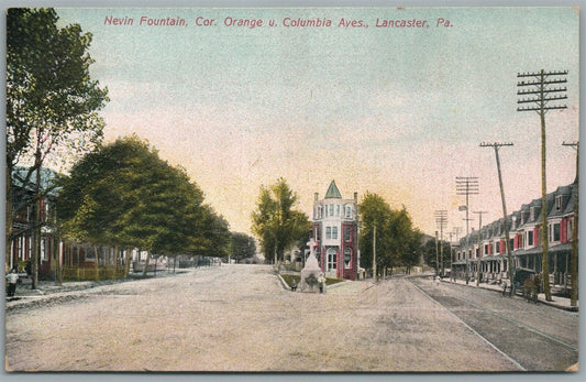 LANCASTER PA NEVIN FOUNTAIN ANTIQUE POSTCARD