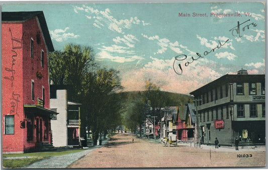 PROCTORSVILLE VT MAIN STREET ANTIQUE POSTCARD