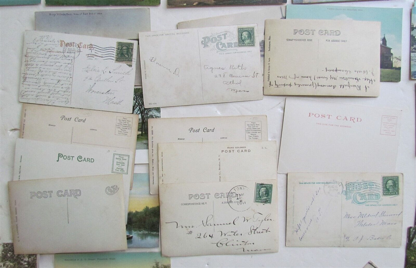 MASSACHUSETTS lot of 48 MA ANTIQUE POSTCARDS w/ SOME RPPCs
