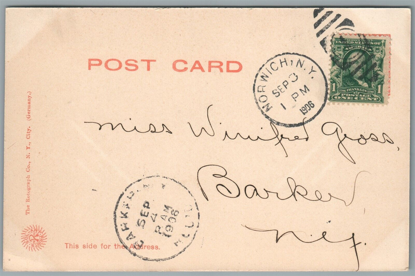 NORWICH NY BROAD STREET ANTIQUE POSTCARD