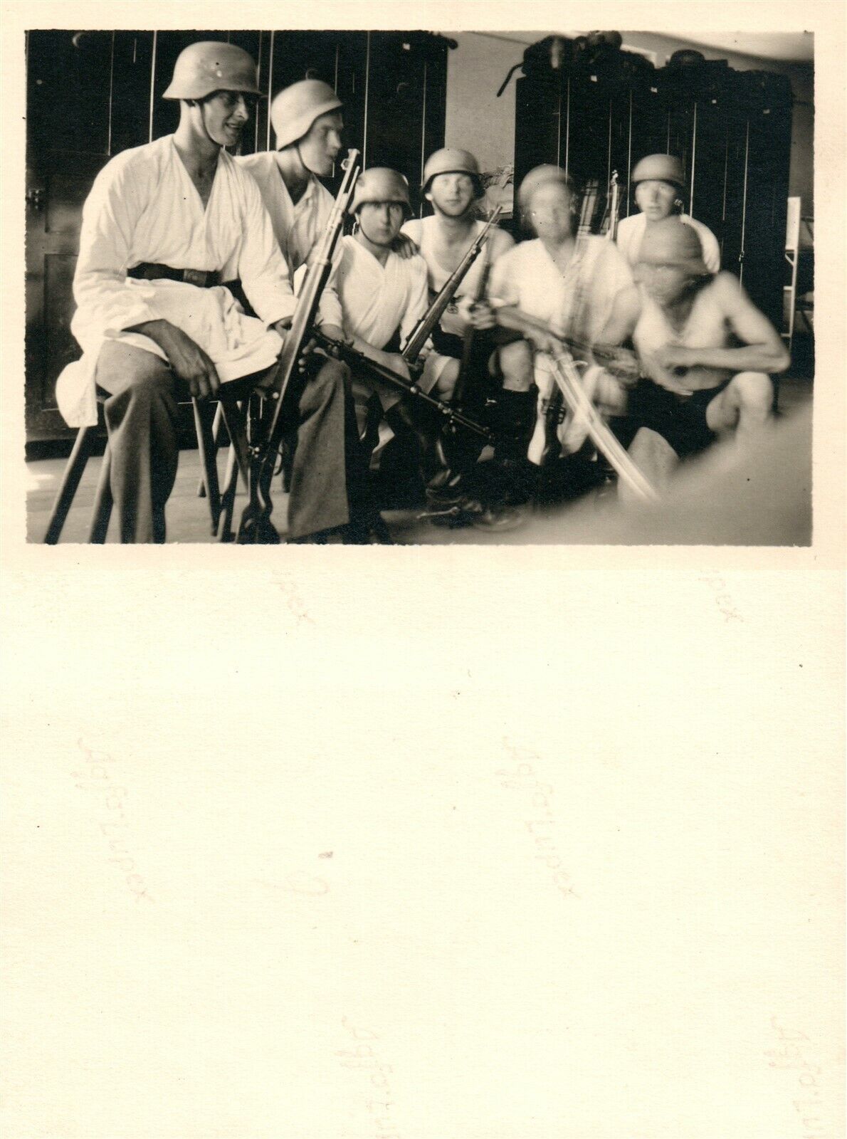 GERMAN SOLDIERS w/ RIFLES SMALL VINTAGE REAL PHOTO