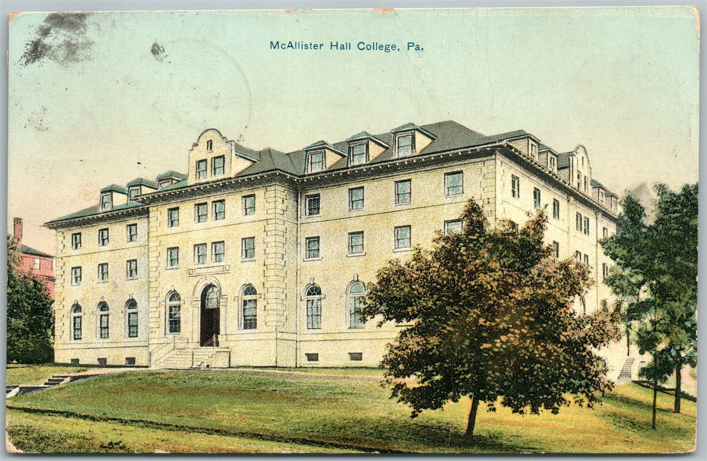 STATE COLLEGE PA McALLISTER HALL 1910 ANTIQUE POSTCARD