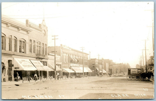 CLARE MI McEWEN STREET ANTIQUE REAL PHOTO POSTCARD RPPC