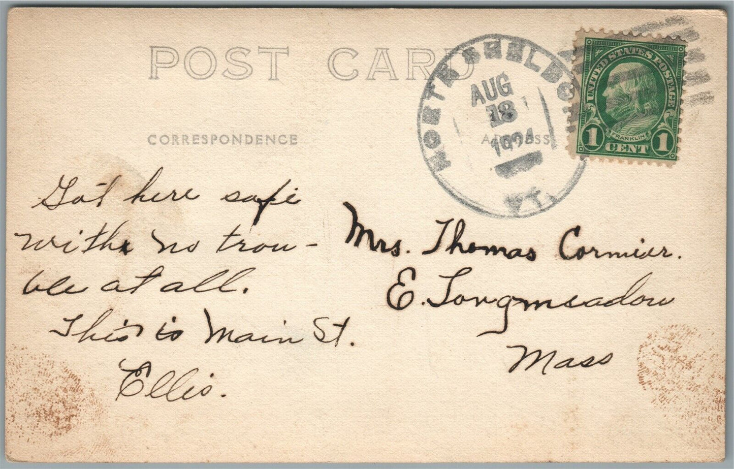 FRANKLIN VT MAIN STREET ANTIQUE REAL PHOTO POSTCARD RPPC