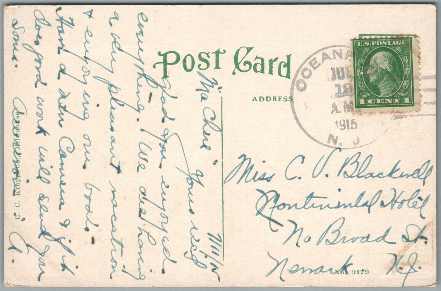 OCEANPORT NJ BAILEY POINT COTTAGE ANTIQUE POSTCARD
