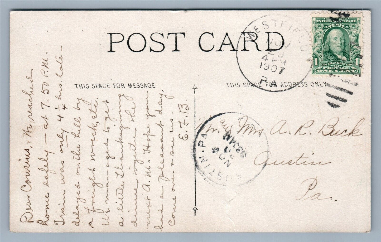 WESTFIELD PA MAIN STREET ANTIQUE REAL PHOTO POSTCARD RPPC