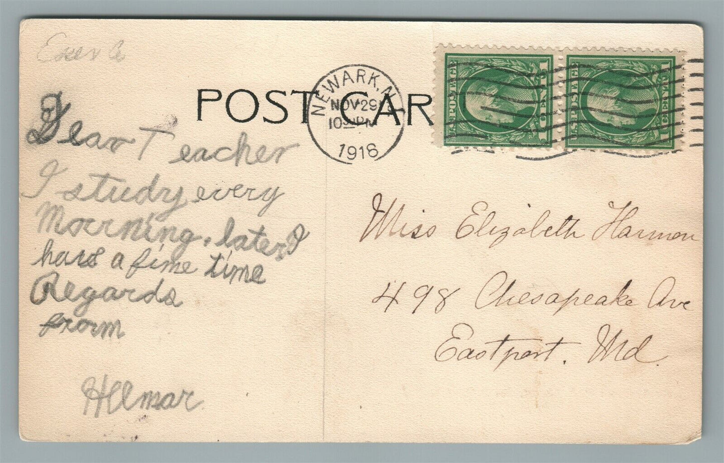 BELLEVILLE NJ DUTCH CHURCH HAND COLORED ANTIQUE POSTCARD