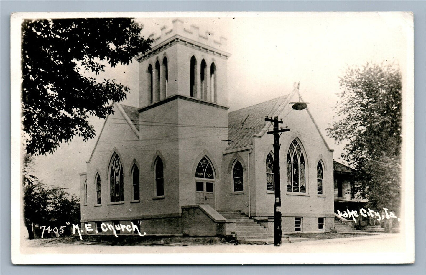 LAKE CITY IA M.E. CHURCH ANTIQUE REAL PHOTO POSTCARD RPPC