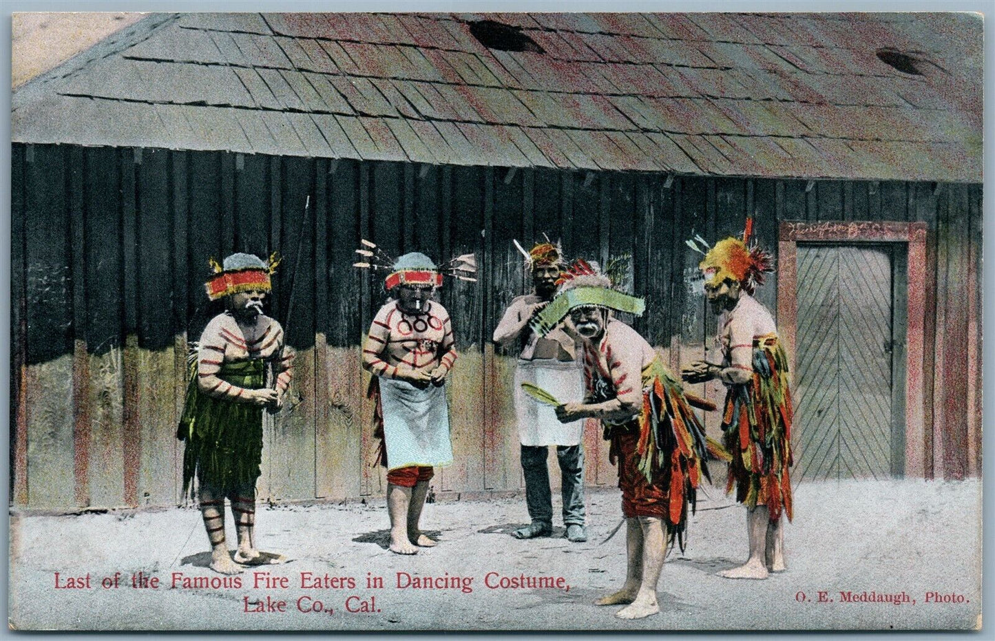 LAKE CO. CA LAST OF THE FAMOUS FIRE EATERS IN DANCING COSTUME ANTIQUE POSTCARD