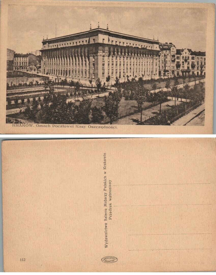 ANTIQUE POLISH POSTCARD GMACH POSZTOWEI KASY KRAKOW POLAND