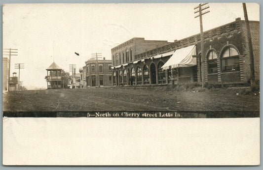 LETTS IA CHERRY STREET ANTIQUE REAL PHOTO POSTCARD RPPC