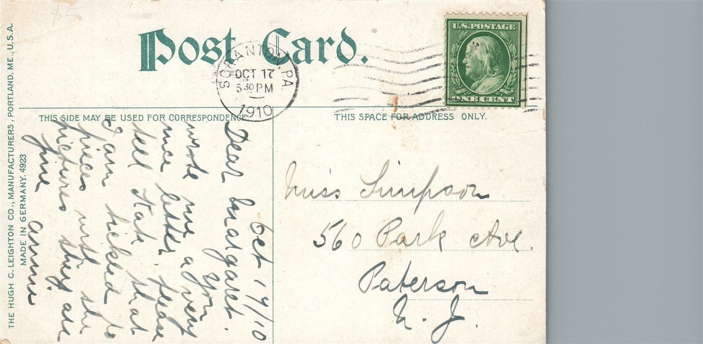 SCRANTON PA WASHINGTON AVENUE 1910 ANTIQUE POSTCARD