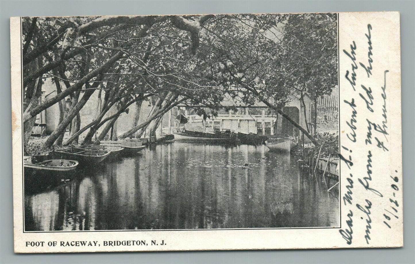 BRIDGETON NJ FOOT OF RACE WAY ANTIQUE POSTCARD