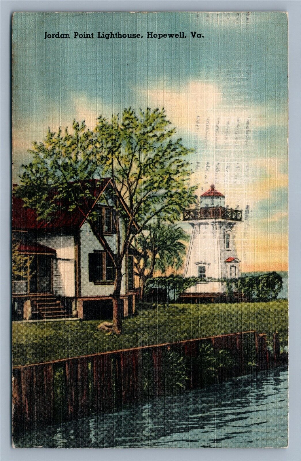 HOPEWELL VA JORDAN POINT LIGHTHOUSE VINTAGE POSTCARD
