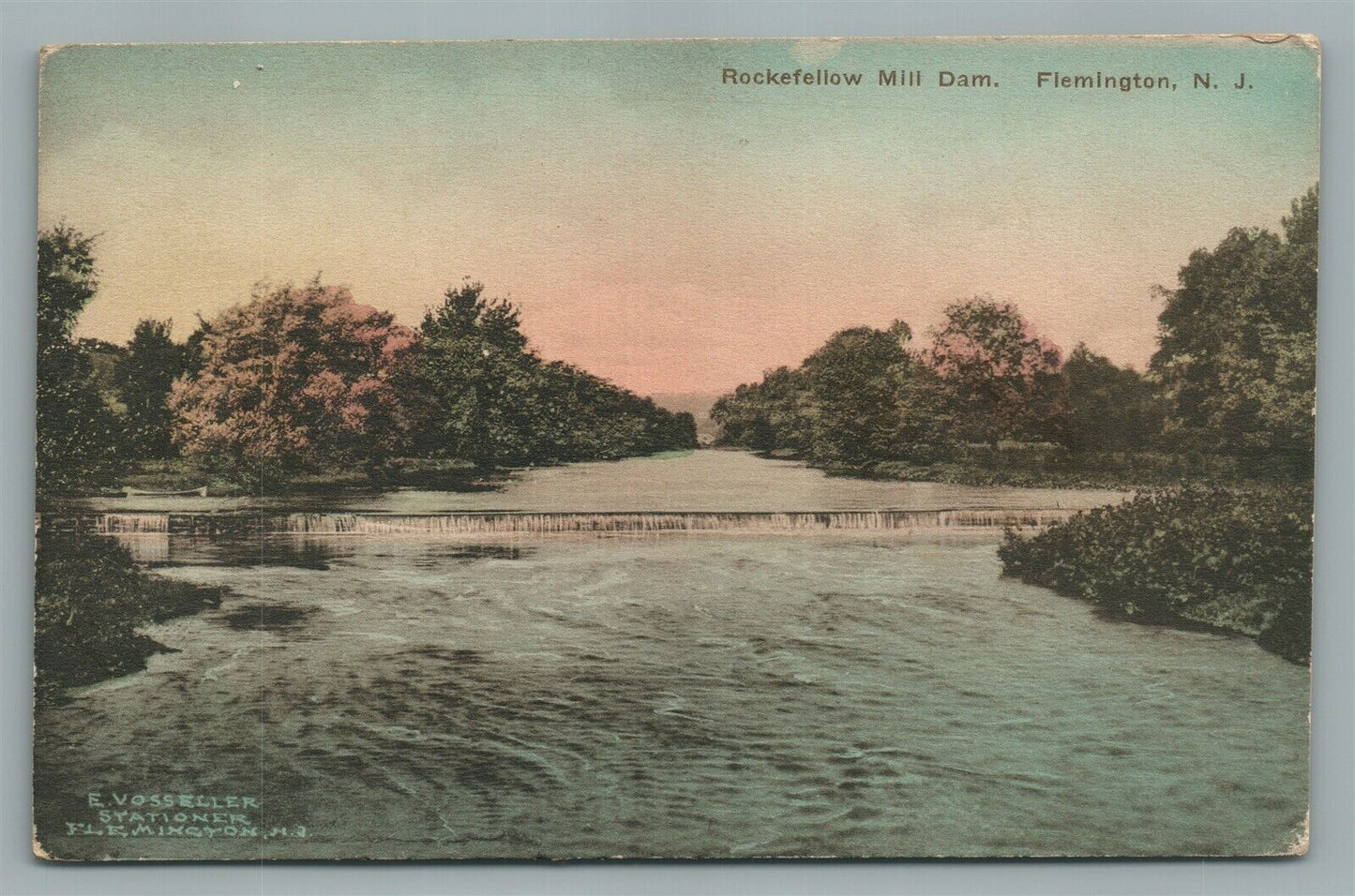 FLEMINGTON NJ ROCKEFELLOW MILL DAM ANTIQUE POSTCARD