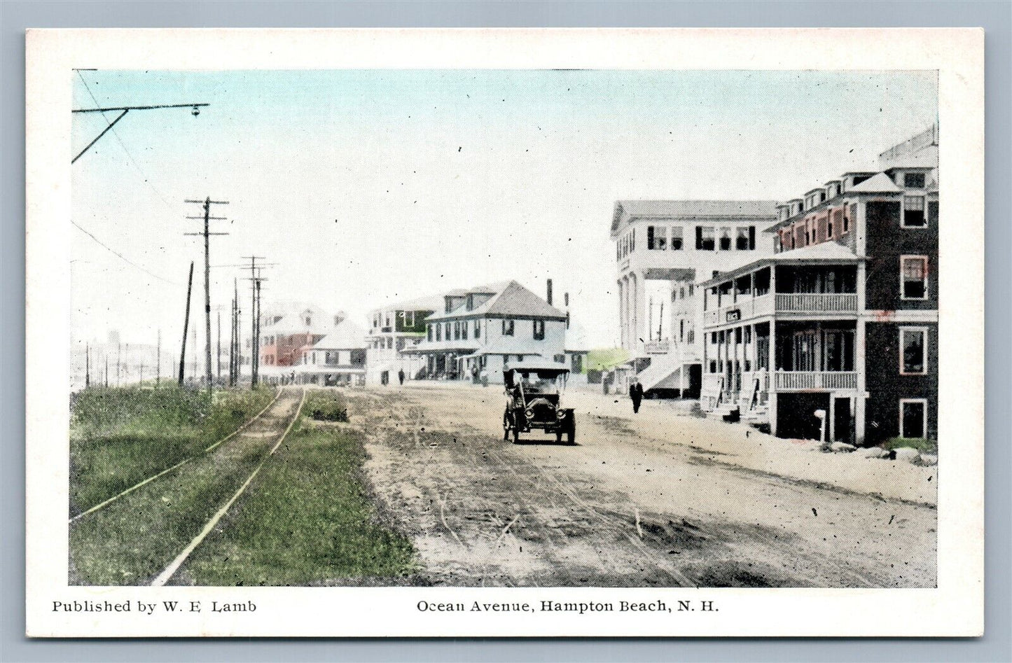 HAMPTON BEACH NH OCEAN AVENUE ANTIQUE POSTCARD