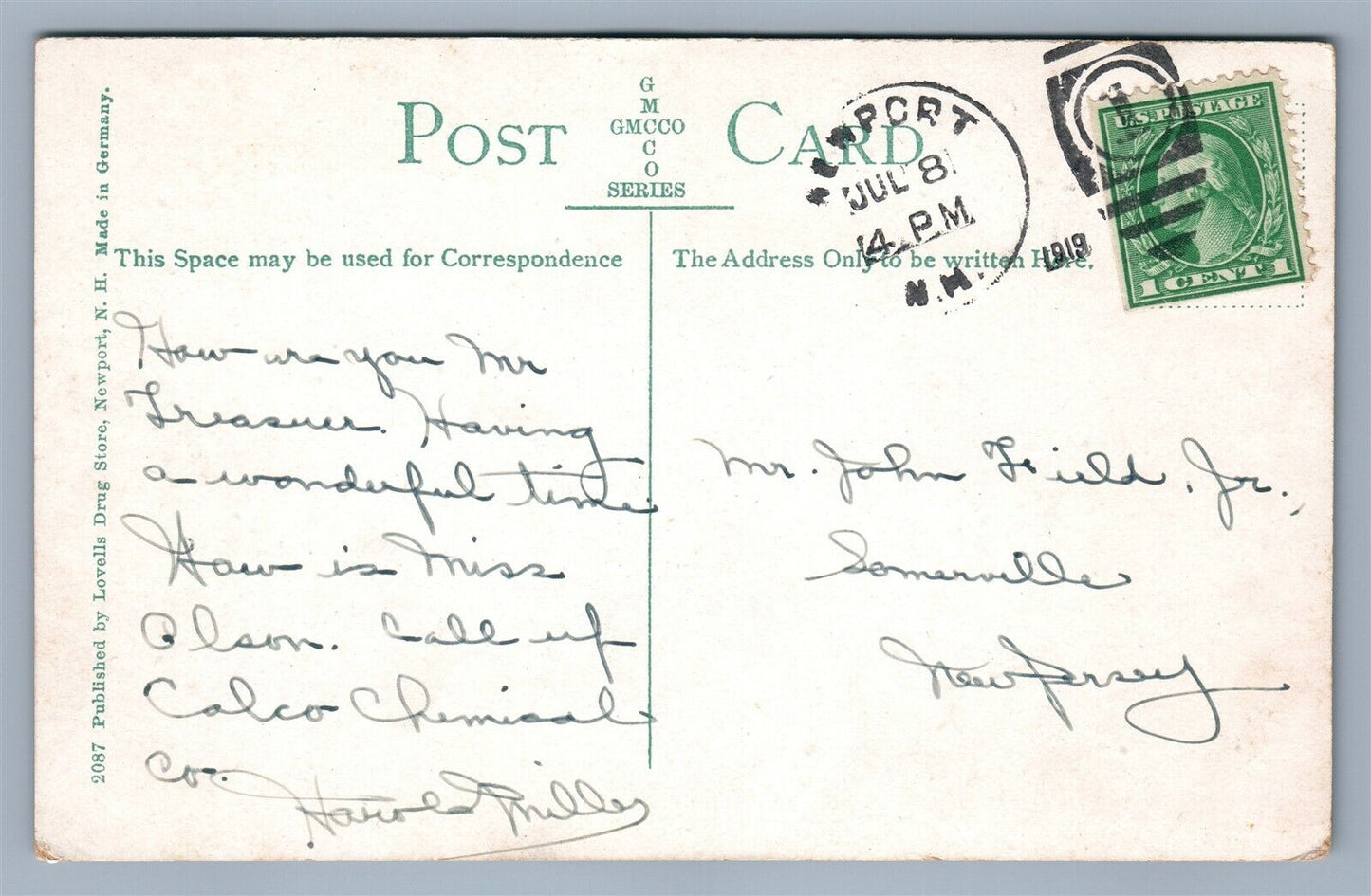 NEWPORT NH RICHARD'S MILL ANTIQUE POSTCARD