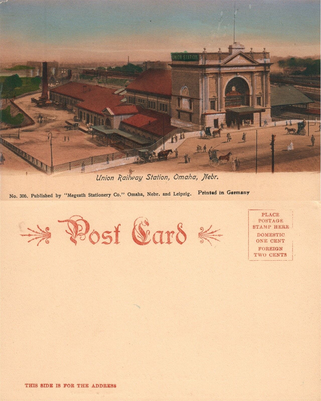 OMAHA NE UNION RAILWAY STATION UNDIVIDED ANTIQUE POSTCARD TRAIN RAILROAD DEPOT