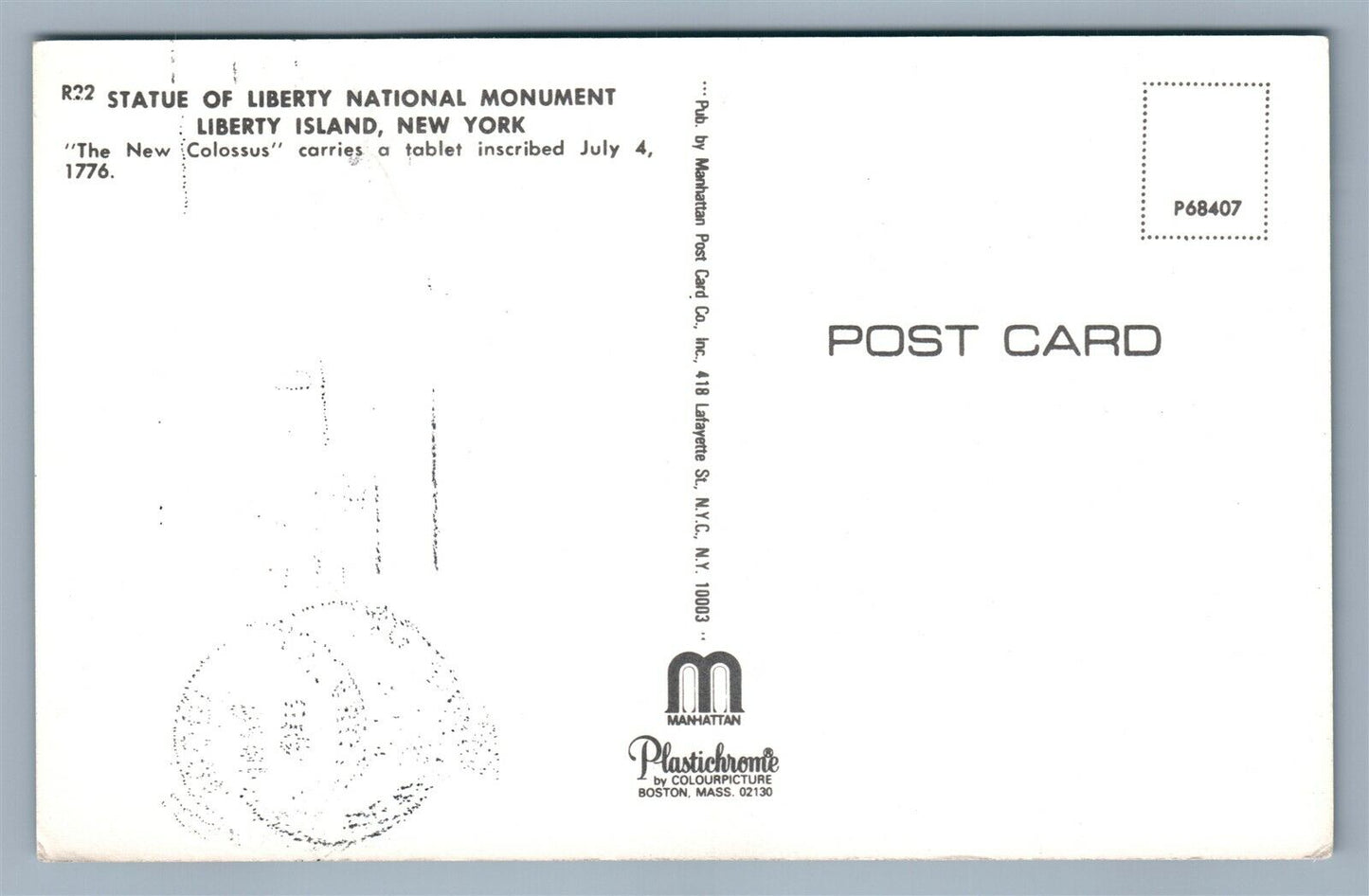 NEW YORK CITY LIBERTY ENLIGHTENING THE WORLD ANTIQUE POSTCARD