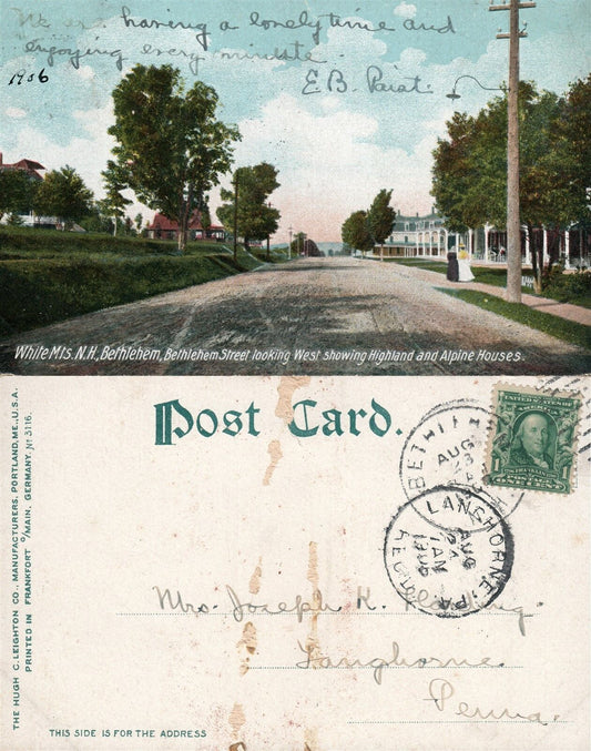 WHITE MTS. N.H. BETHLEHEM STREET UNDIVIDED ANTIQUE POSTCARD